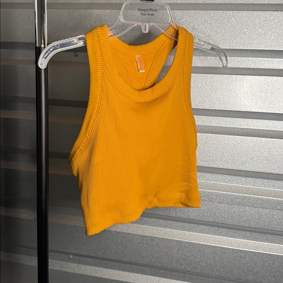 Free People FP Movement Game Time Brami Cami Crop Top Tank Top Mustard, M - Picture 1 of 5